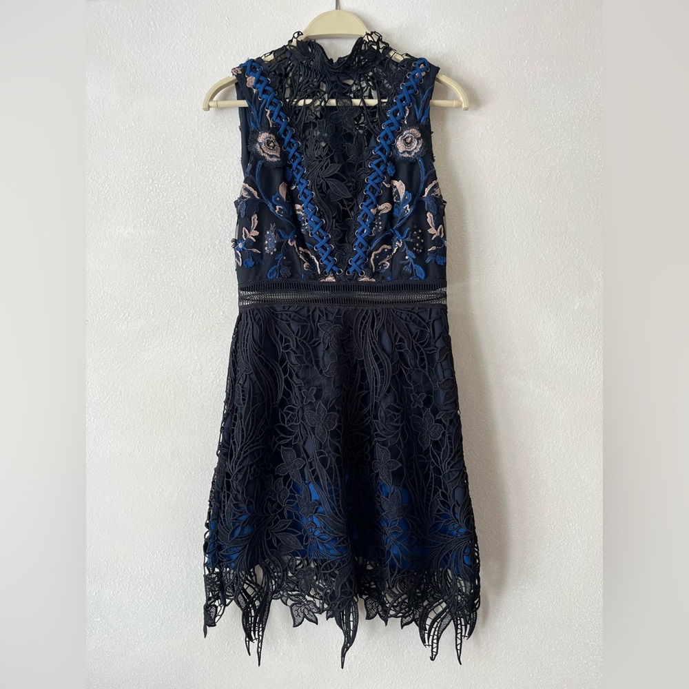 Self-Portrait Blue and Black Lace cocktail dress